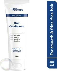Man Matters Hair Conditioner For Men With Silk protein, Shea butter, Argan Oil, Cocoa Butter, & Saw Palmetto Oil.